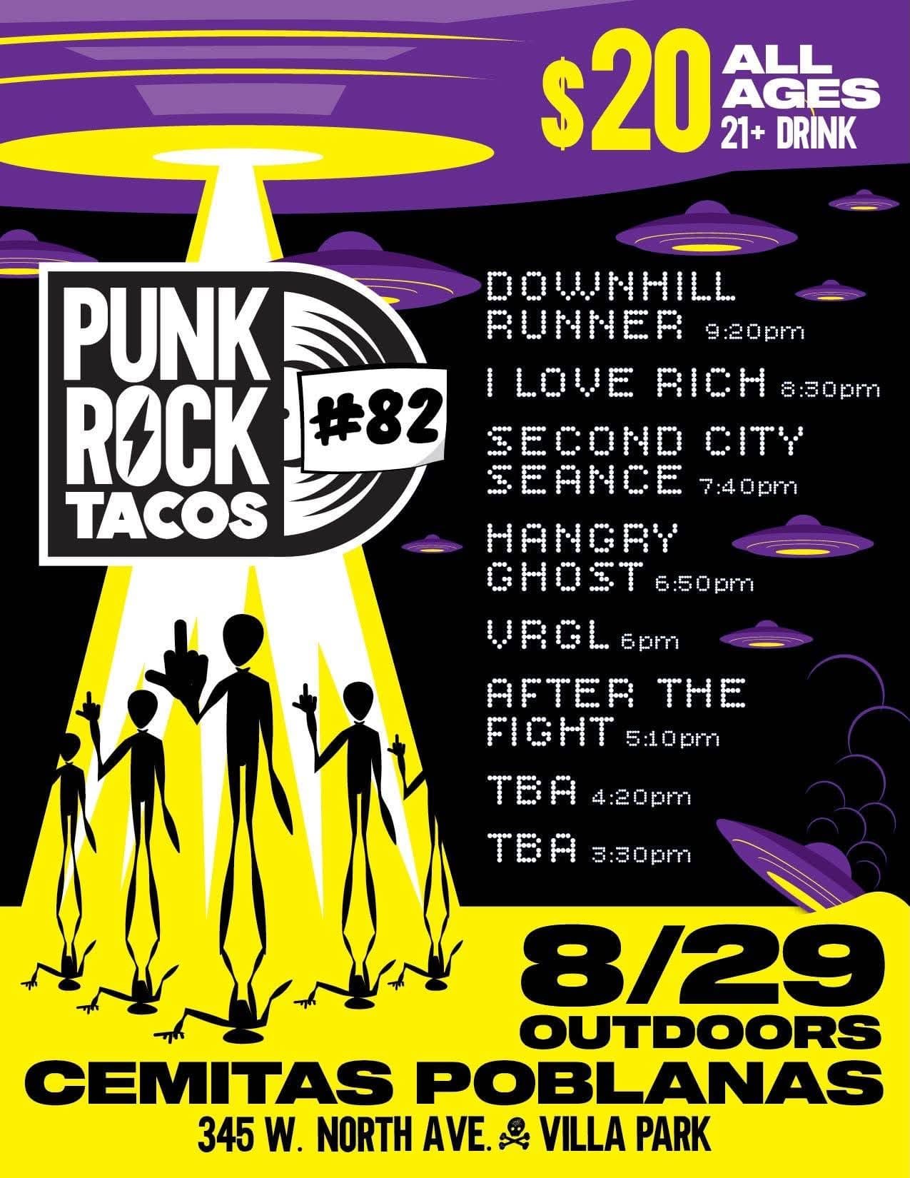 Punk Rock Tacos 82 Outdoors 8/29 Cemitas Poblanas
